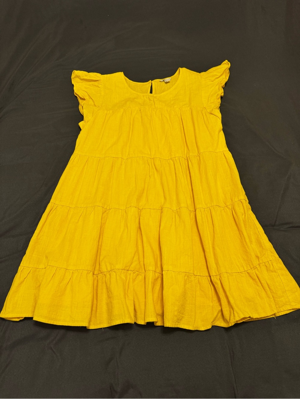 Cato Yellow Tiered Ruffle-Sleeve Midi Dress